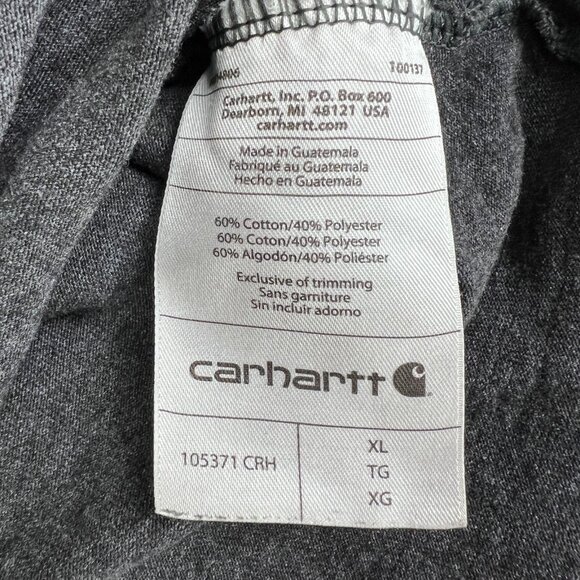 Carhartt Loose Fit Heavyweight Logo-Sleeve Long Sleeve Gray T-Shirt Size XL - Picture 5 of 6